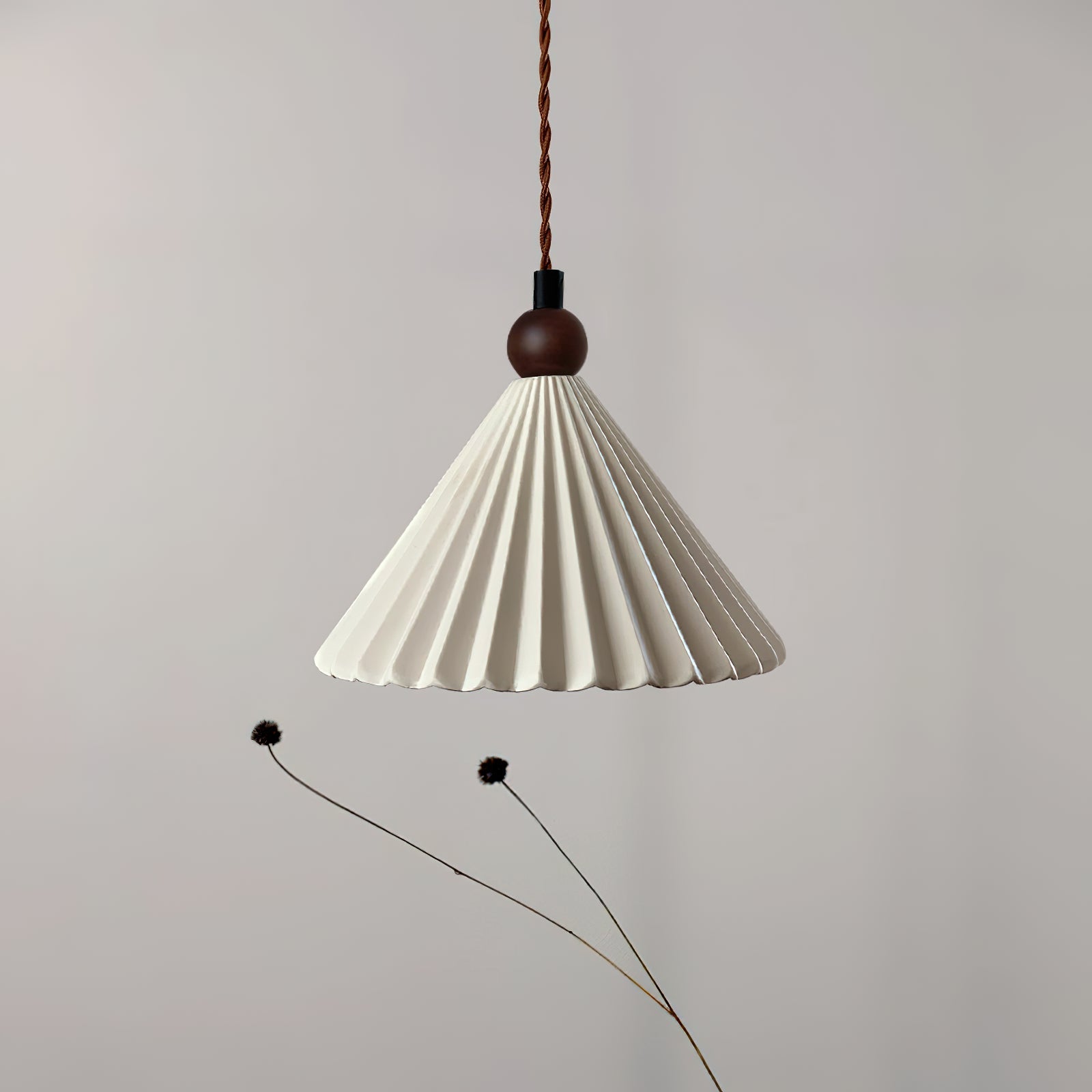 Ceramic Pendant Light with Wooden Accent for Kitchen Island – Modern Hanging Light 2