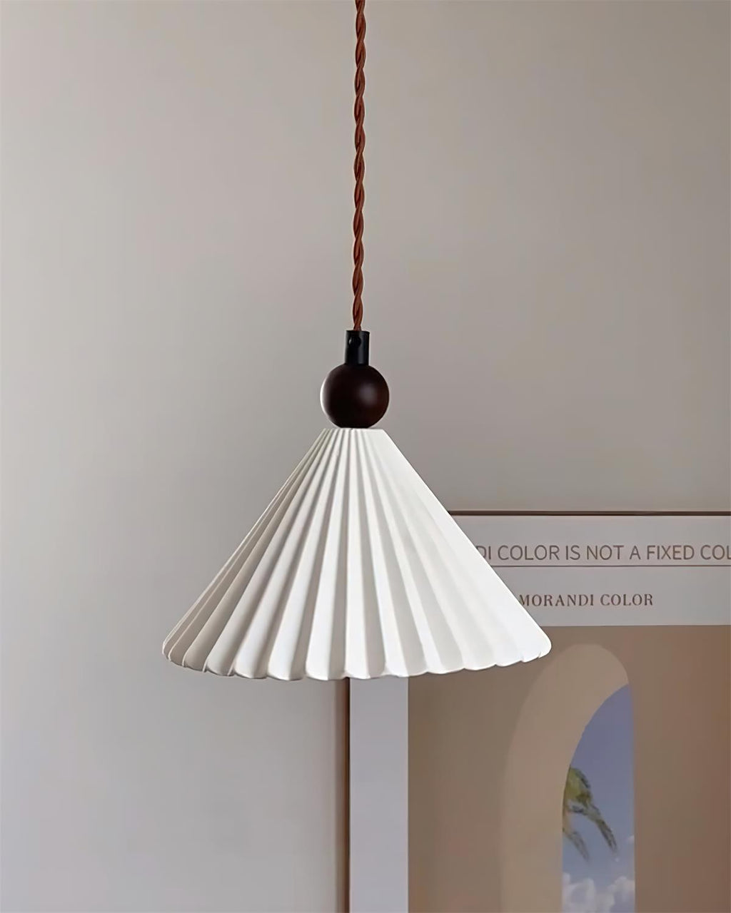 Ceramic Pendant Light with Wooden Accent for Kitchen Island – Modern Hanging Light 4
