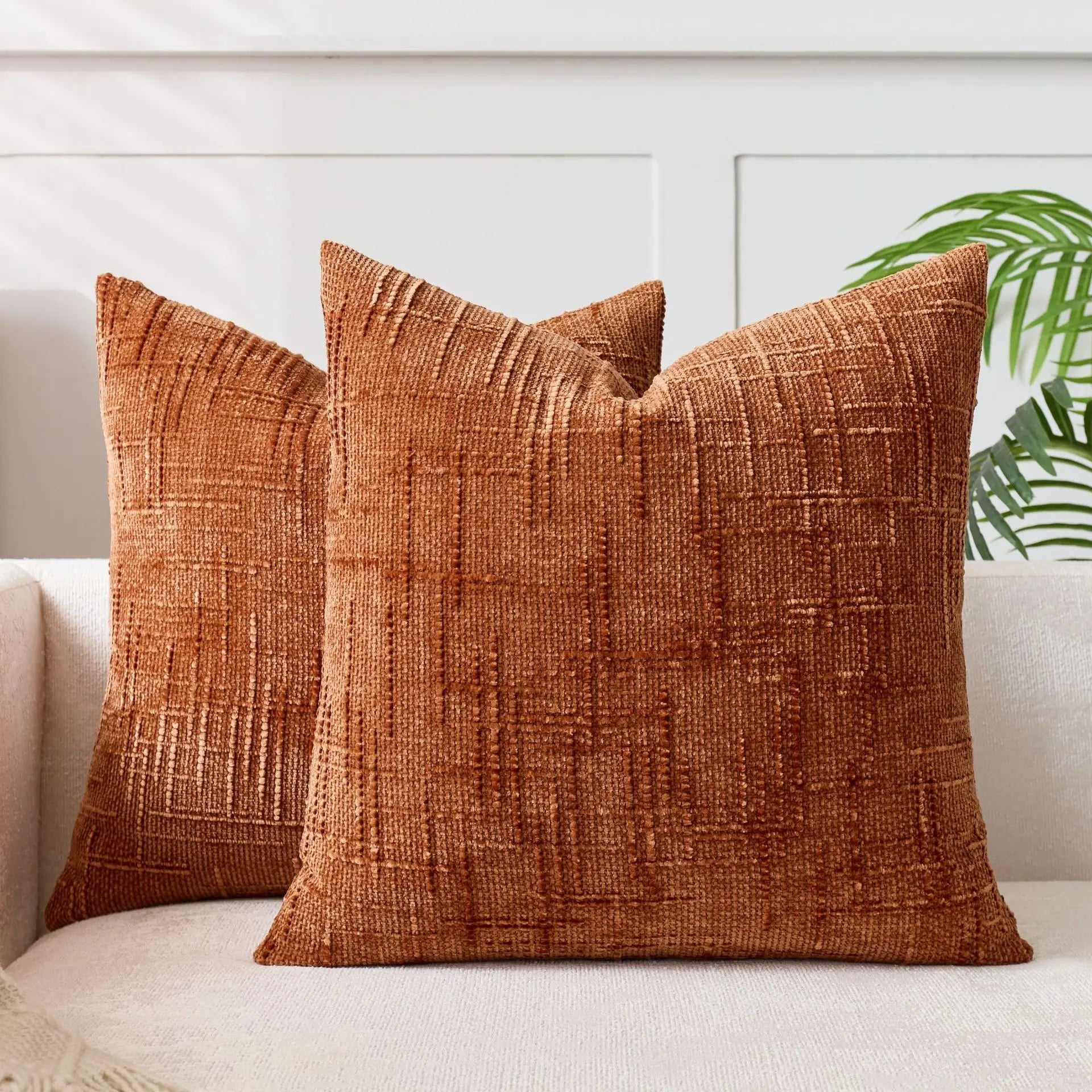 Chenille Throw Pillow Cover with Bamboo Structure – Decorative Cushion for Couches and Sofas, Solid Color, Multiple Sizes 10