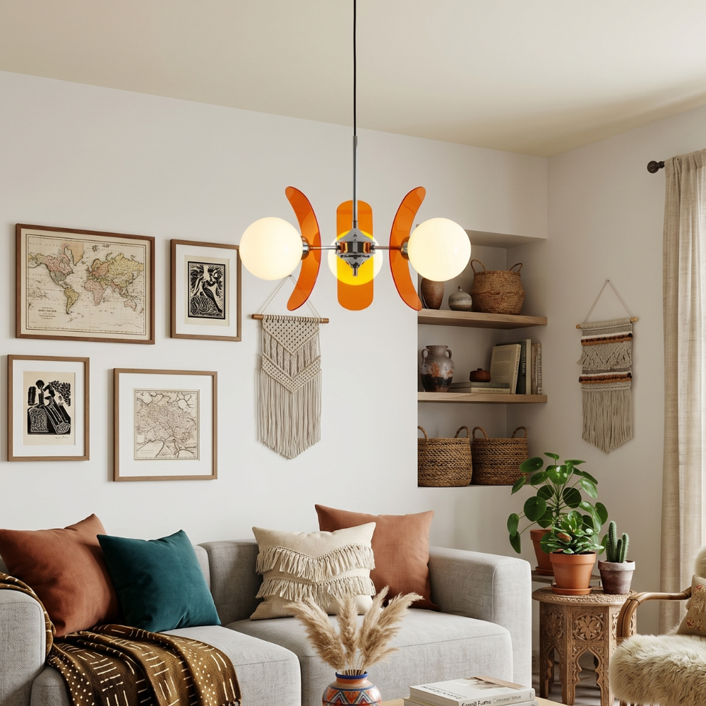 Chic Pendant Light Iron Glass Elegant Adjustable Height 90