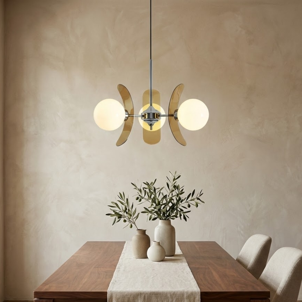 Chic Pendant Light Iron Glass Elegant Adjustable Height 99