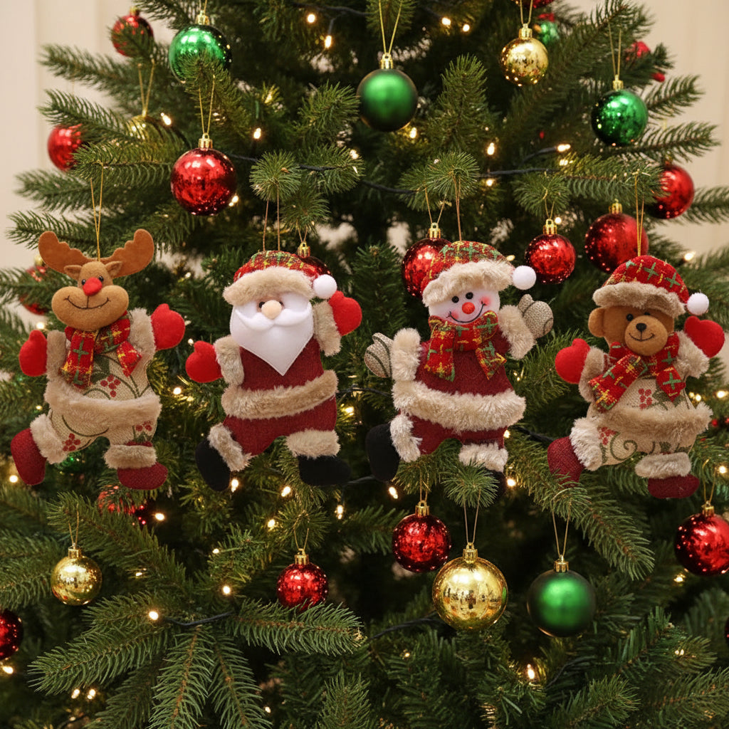 Christmas Ornaments Set with Santa Claus and Snowman – 4 Decorative Tree Decorations 3