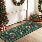 Christmas Runner Rug with Reindeer Pattern – 2ft x 6ft Hallway Runner for Indoor Decor 0