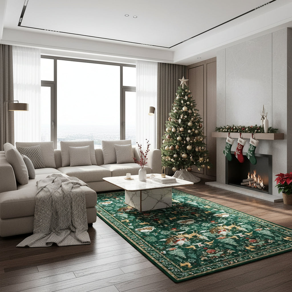 Christmas Runner Rug with Reindeer Pattern – 2ft x 6ft Hallway Runner for Indoor Decor 2