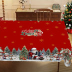 Christmas Tablecloth with Santa and Snowman Design – Round Table Cloth for Holiday Decor 8