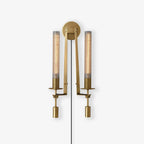 Classic Brass Ribbed Glass Wall Light With Inline Switch 1