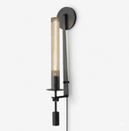 Classic Brass Ribbed Glass Wall Light With Inline Switch 10