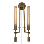 Classic Brass Ribbed Glass Wall Light With Inline Switch 11