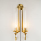 Classic Brass Ribbed Glass Wall Light With Inline Switch 5