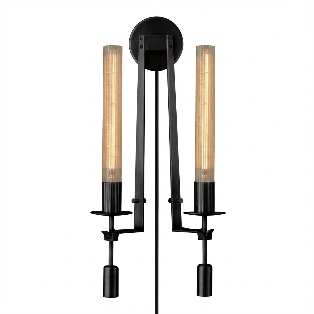 Classic Brass Ribbed Glass Wall Light With Inline Switch 9