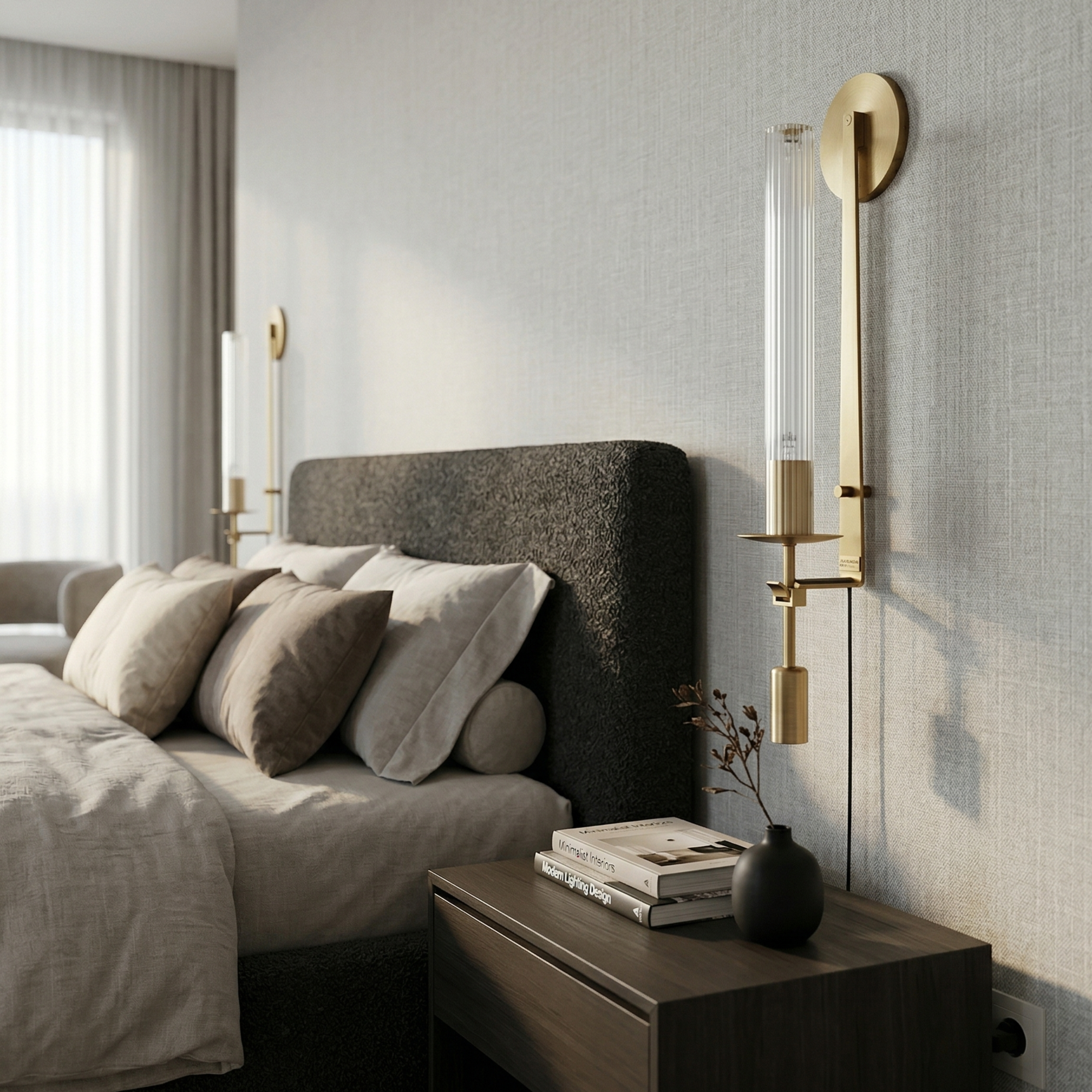 Classic Brass Ribbed Glass Wall Light With Inline Switch 99