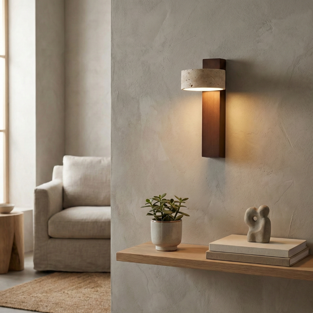 Classic Travertine Wall Lamp – Elegant Wall Sconce Lighting with Warm Glow 5