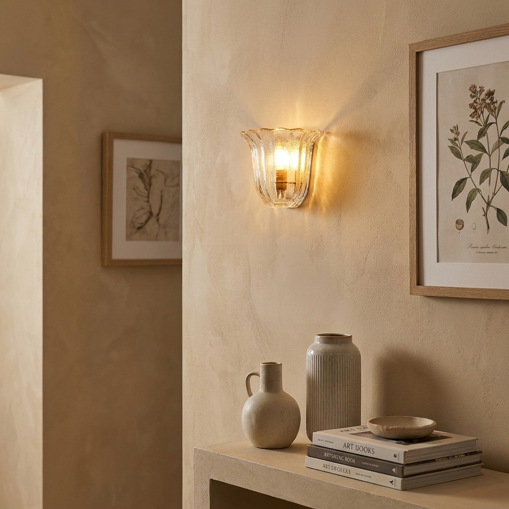 Clear Fluted Glass Wall Sconce Ribbed Cylinder Shade Metal Accent Modern Hallway Living Room Home Decor - Stack & Clear 0