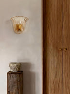 Clear Fluted Glass Wall Sconce Ribbed Cylinder Shade Metal Accent Modern Hallway Living Room Home Decor - Stack & Clear 5