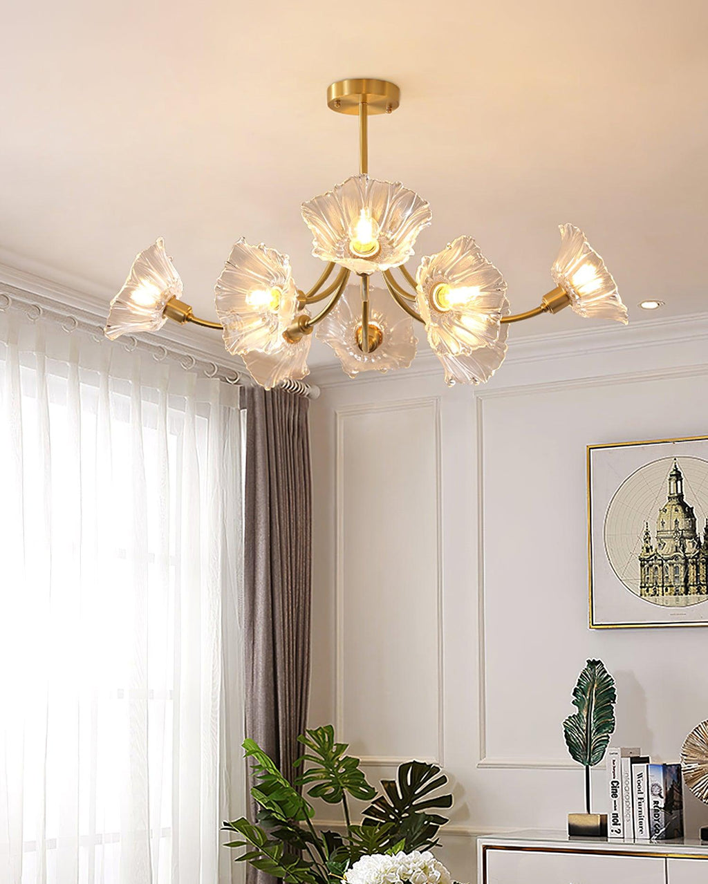 Coastal Chandelier Light Brass Finish Elegant Modern Design 8