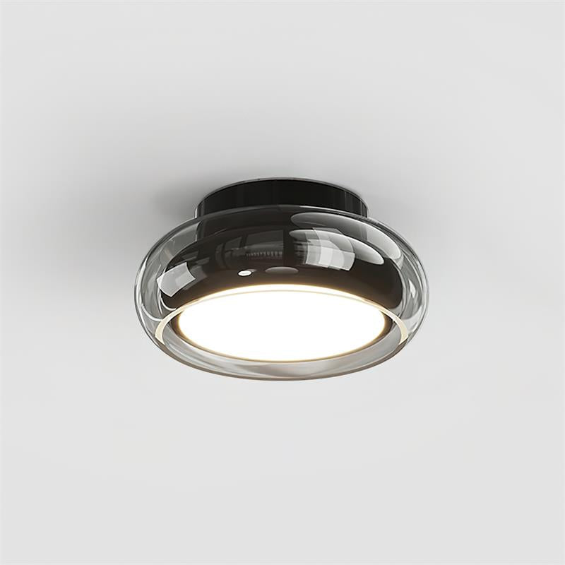 Cognac Glass Flush Mount Ceiling Light Dome Shade Cherry Red Accent Retro Bedroom Living Room Home Decor - Stack & Clear 11