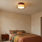 Cognac Glass Flush Mount Ceiling Light Dome Shade Cherry Red Accent Retro Bedroom Living Room Home Decor - Stack & Clear 12