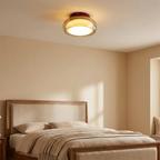 Cognac Glass Flush Mount Ceiling Light Dome Shade Cherry Red Accent Retro Bedroom Living Room Home Decor - Stack & Clear 2