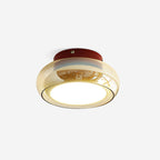 Cognac Glass Flush Mount Ceiling Light Dome Shade Cherry Red Accent Retro Bedroom Living Room Home Decor - Stack & Clear 4