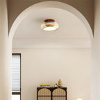 Cognac Glass Flush Mount Ceiling Light Dome Shade Cherry Red Accent Retro Bedroom Living Room Home Decor - Stack & Clear 6