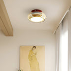 Cognac Glass Flush Mount Ceiling Light Dome Shade Cherry Red Accent Retro Bedroom Living Room Home Decor - Stack & Clear 7