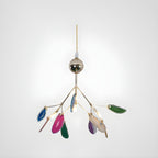Colorful Chandelier Metal Adjustable Height Agate Accents 0
