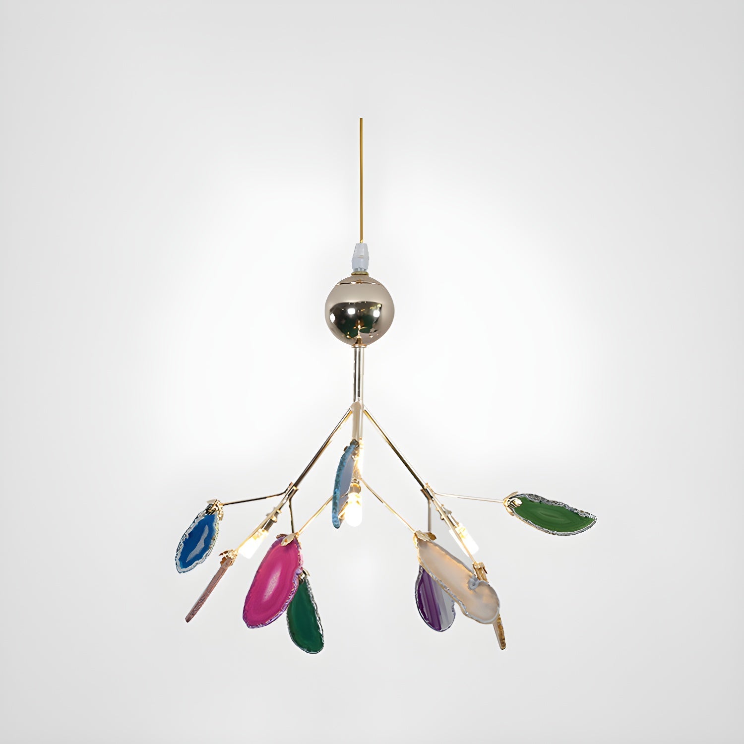 Colorful Chandelier Metal Adjustable Height Agate Accents 0