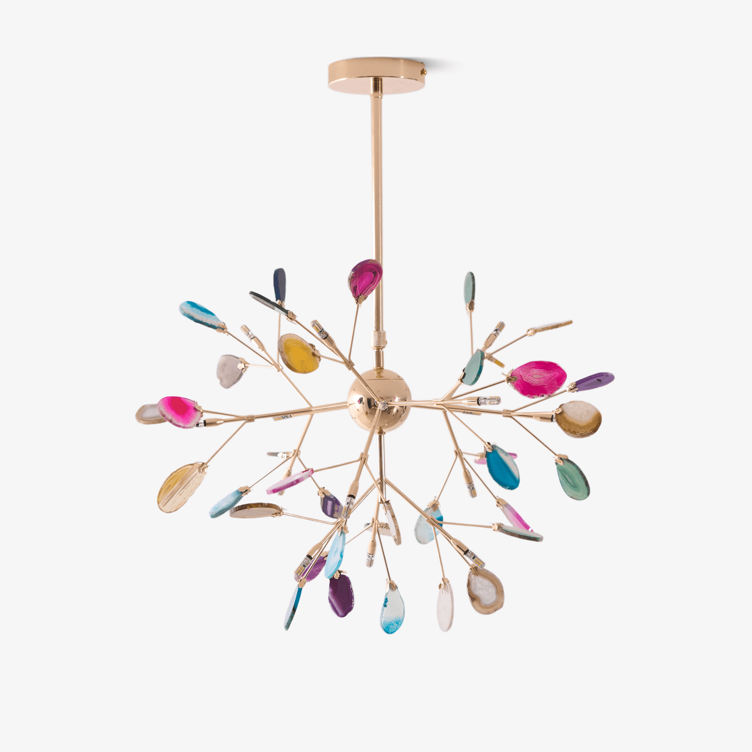 Colorful Chandelier Metal Adjustable Height Agate Accents 1