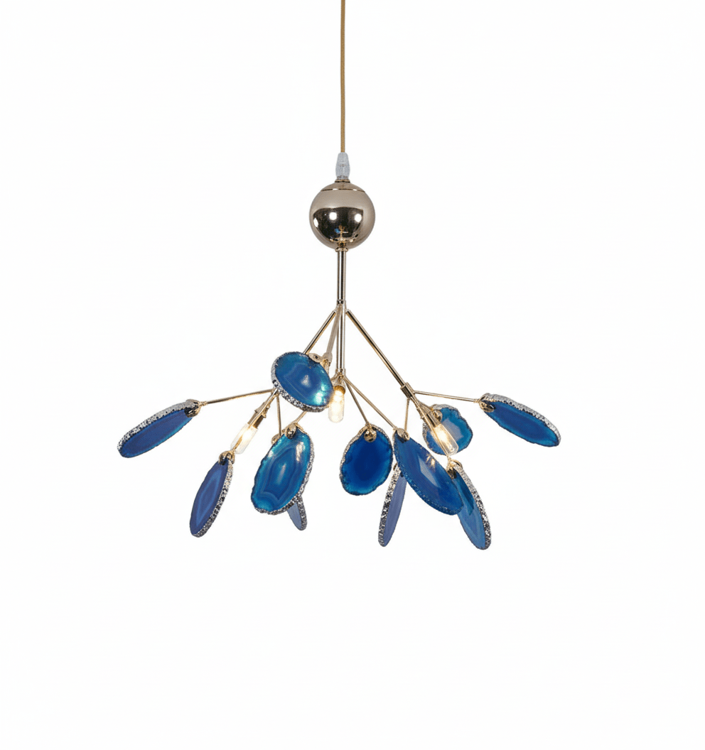 Colorful Chandelier Metal Adjustable Height Agate Accents 10