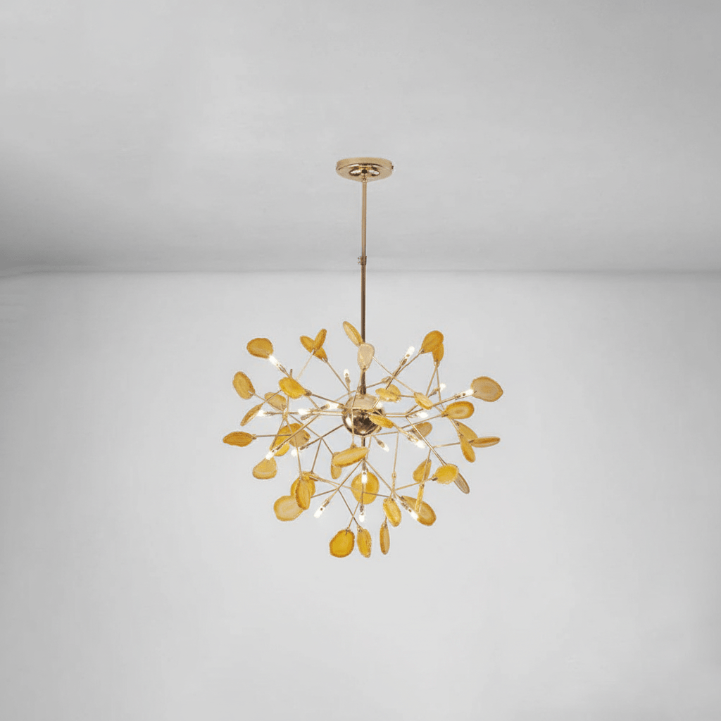 Colorful Chandelier Metal Adjustable Height Agate Accents 12