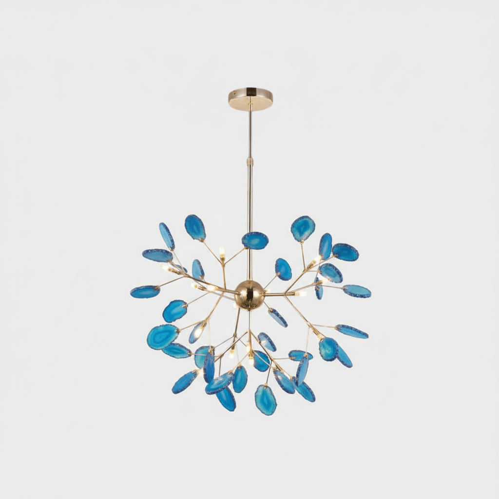 Colorful Chandelier Metal Adjustable Height Agate Accents 14
