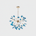 Colorful Chandelier Metal Adjustable Height Agate Accents 14
