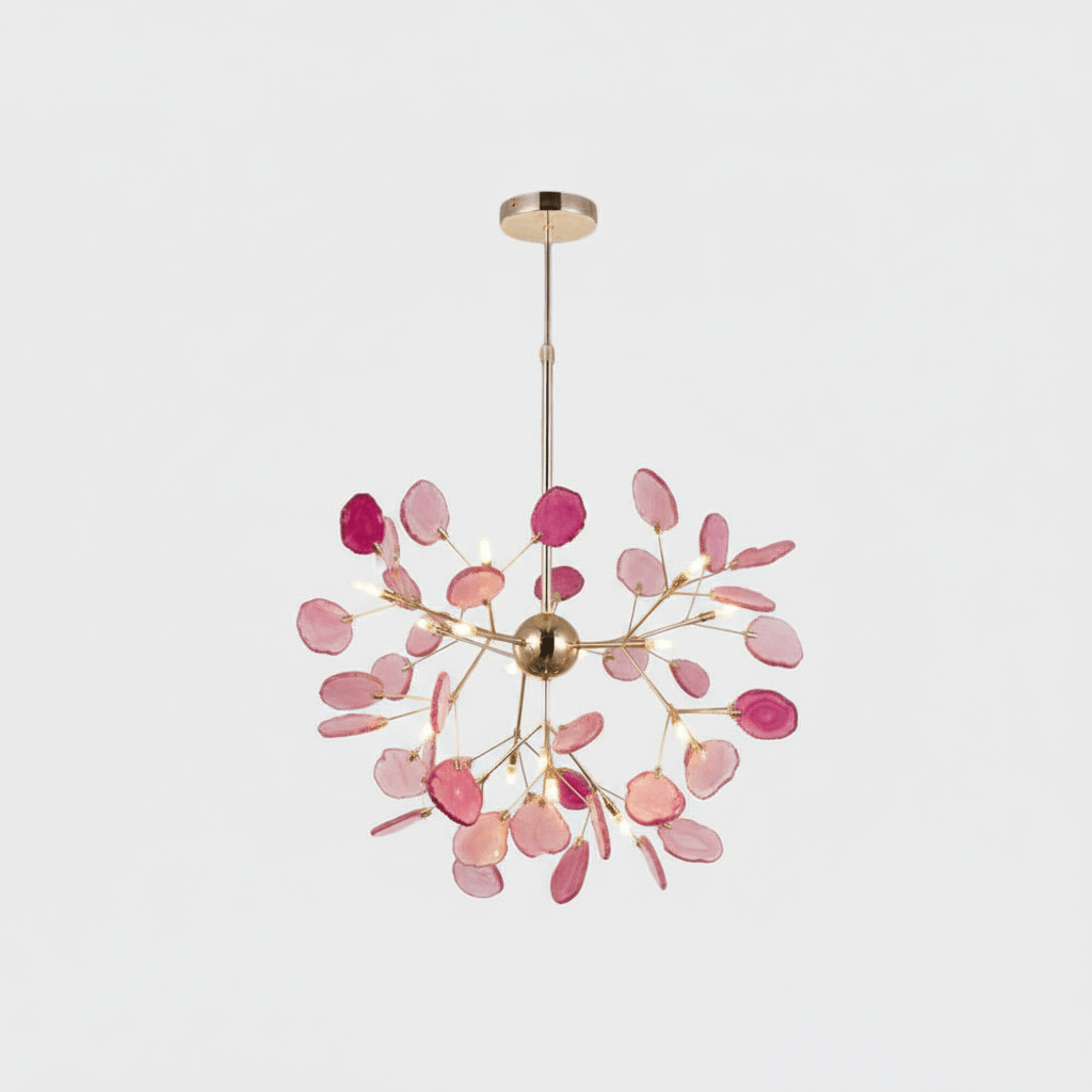 Colorful Chandelier Metal Adjustable Height Agate Accents 15