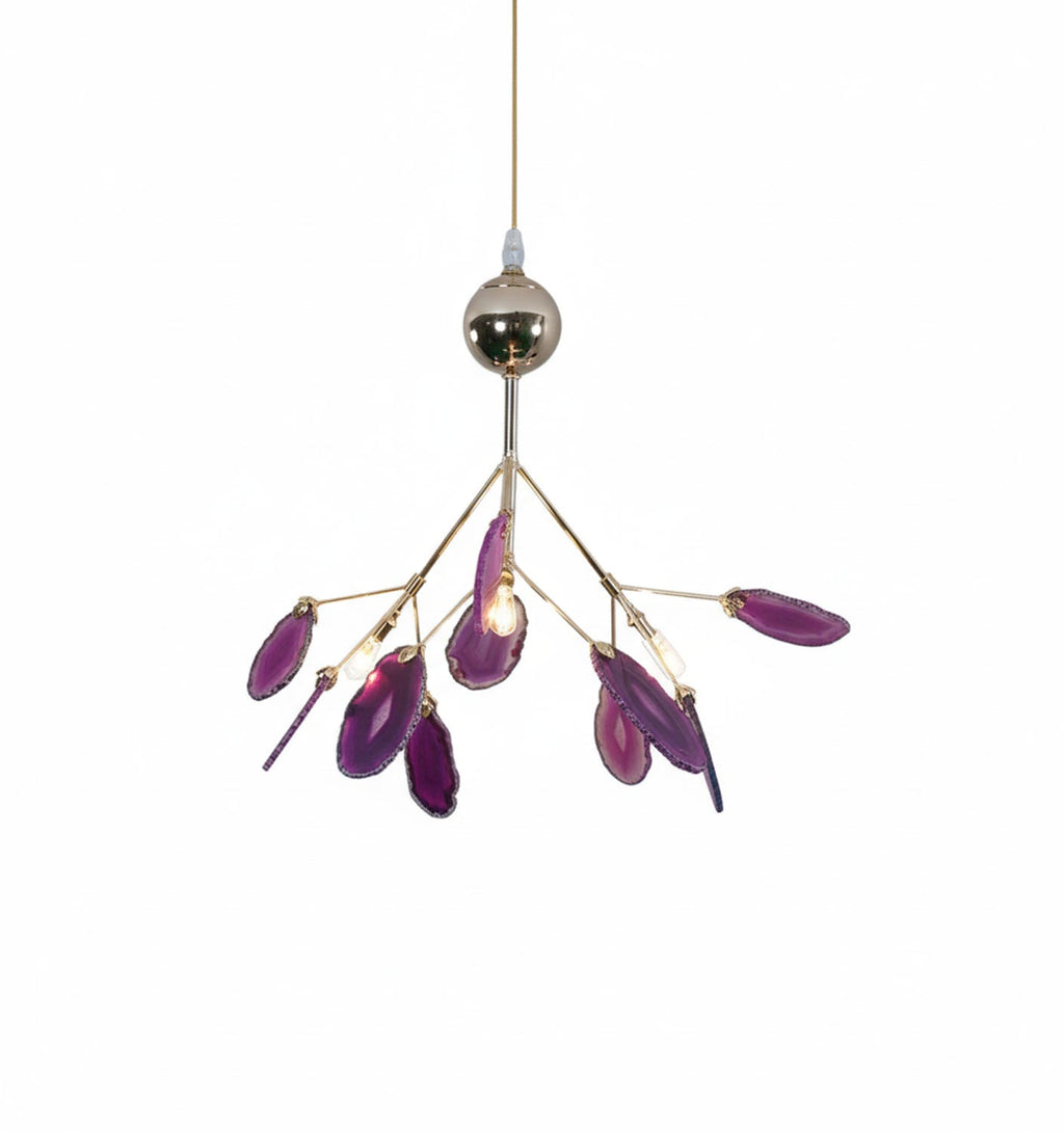 Colorful Chandelier Metal Adjustable Height Agate Accents 16