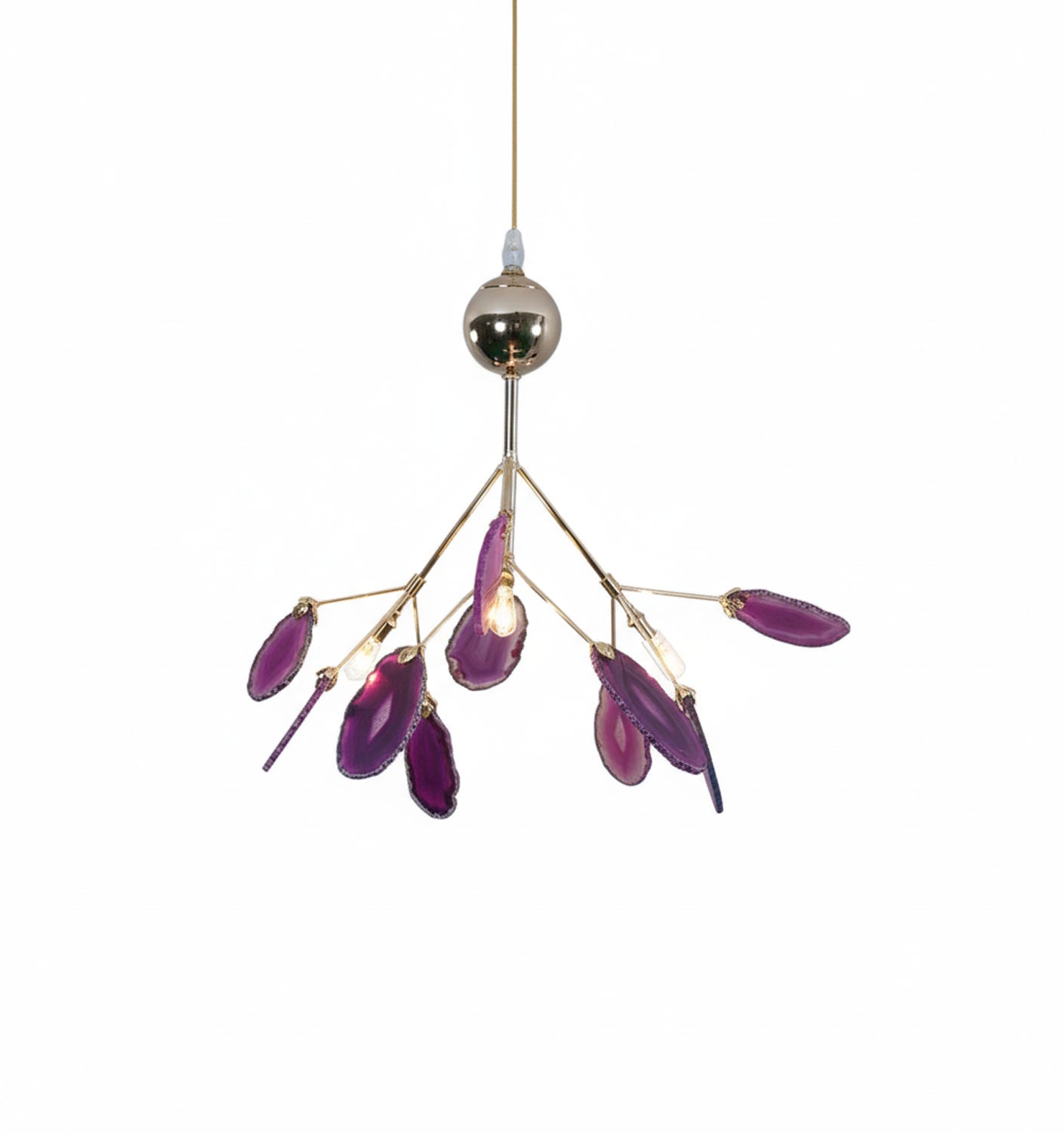 Colorful Chandelier Metal Adjustable Height Agate Accents 16