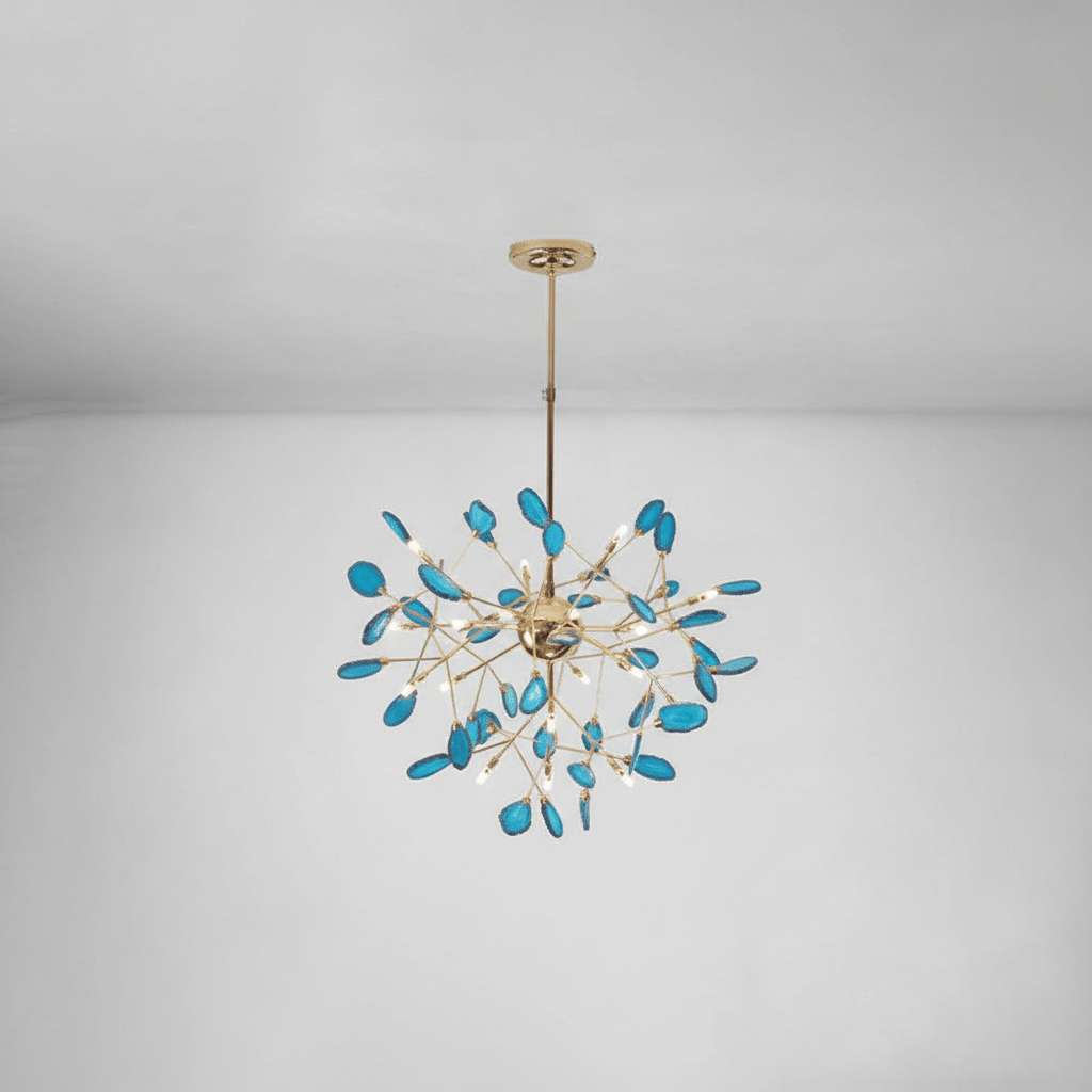 Colorful Chandelier Metal Adjustable Height Agate Accents 17