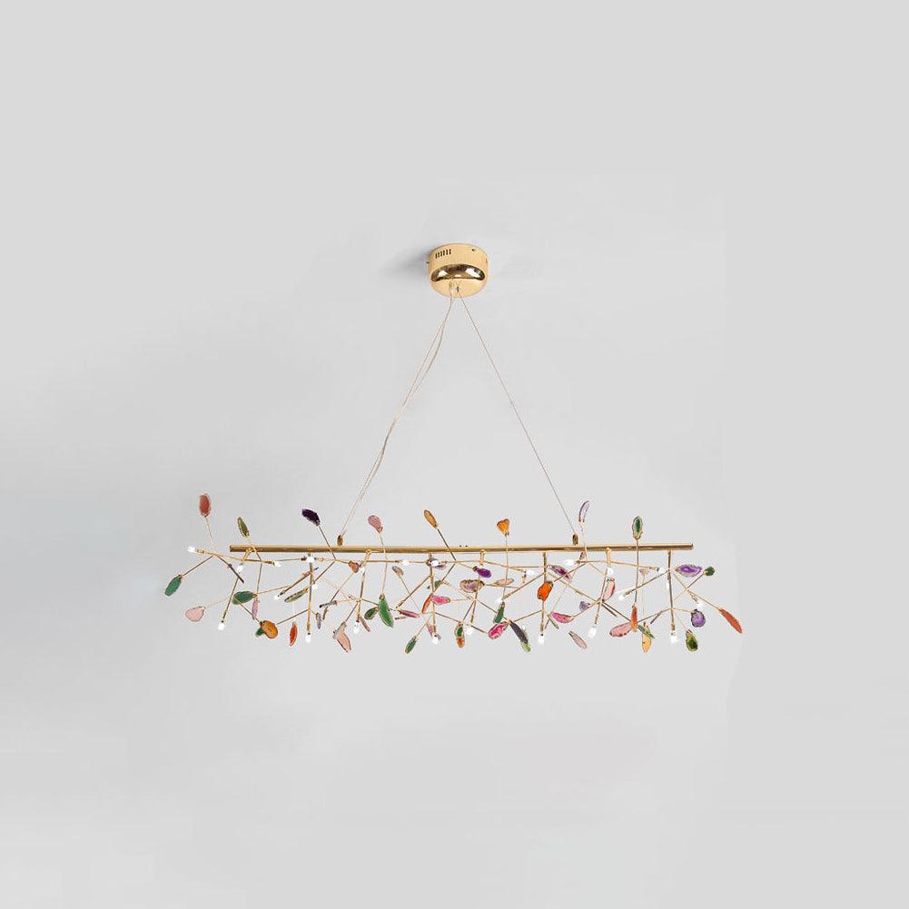 Colorful Chandelier Metal Adjustable Height Agate Accents 18