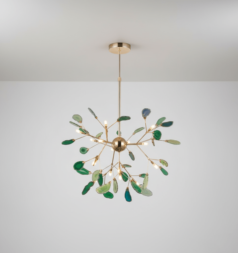 Colorful Chandelier Metal Adjustable Height Agate Accents 19