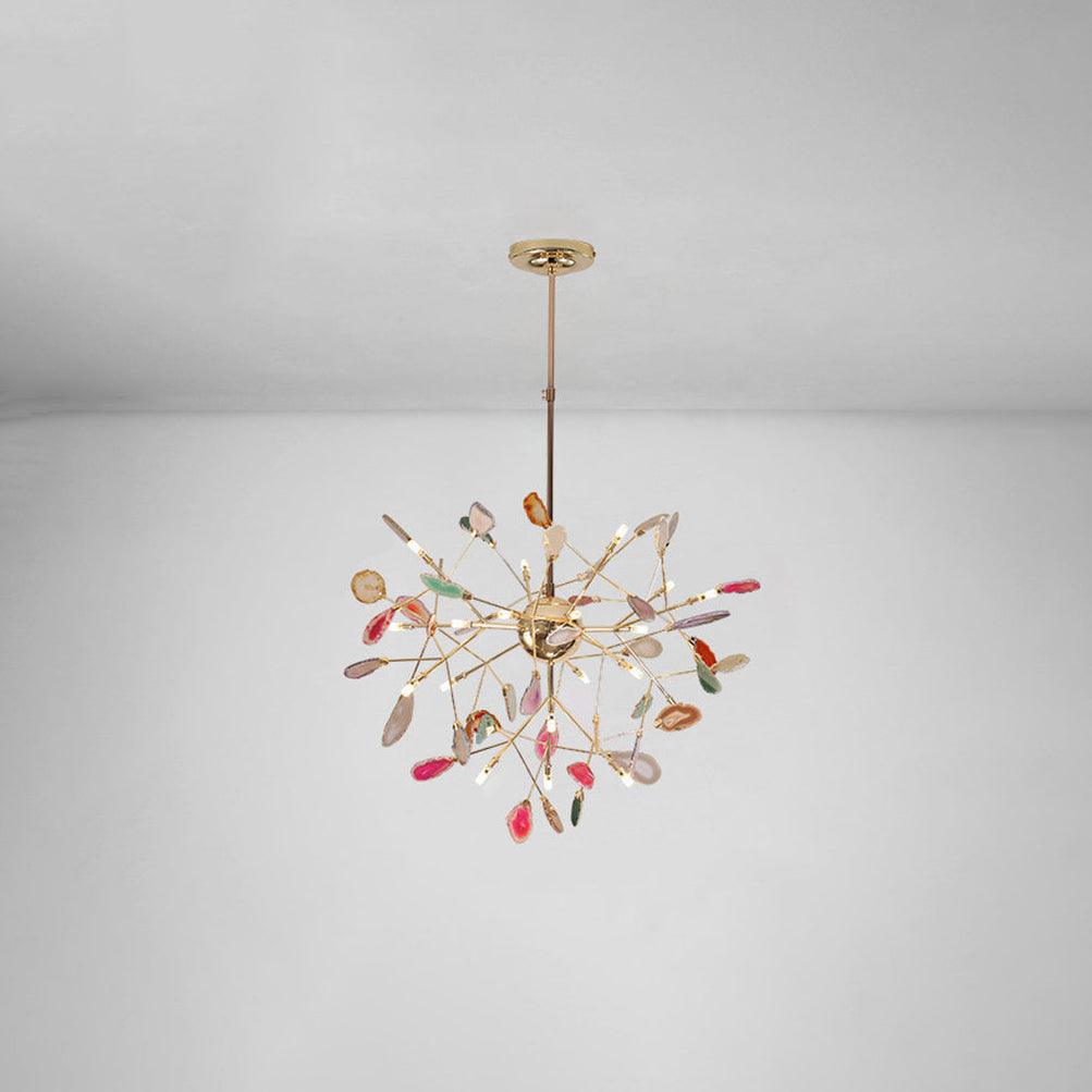 Colorful Chandelier Metal Adjustable Height Agate Accents 20