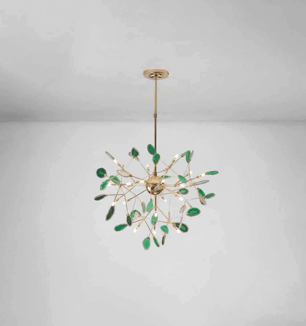 Colorful Chandelier Metal Adjustable Height Agate Accents 21