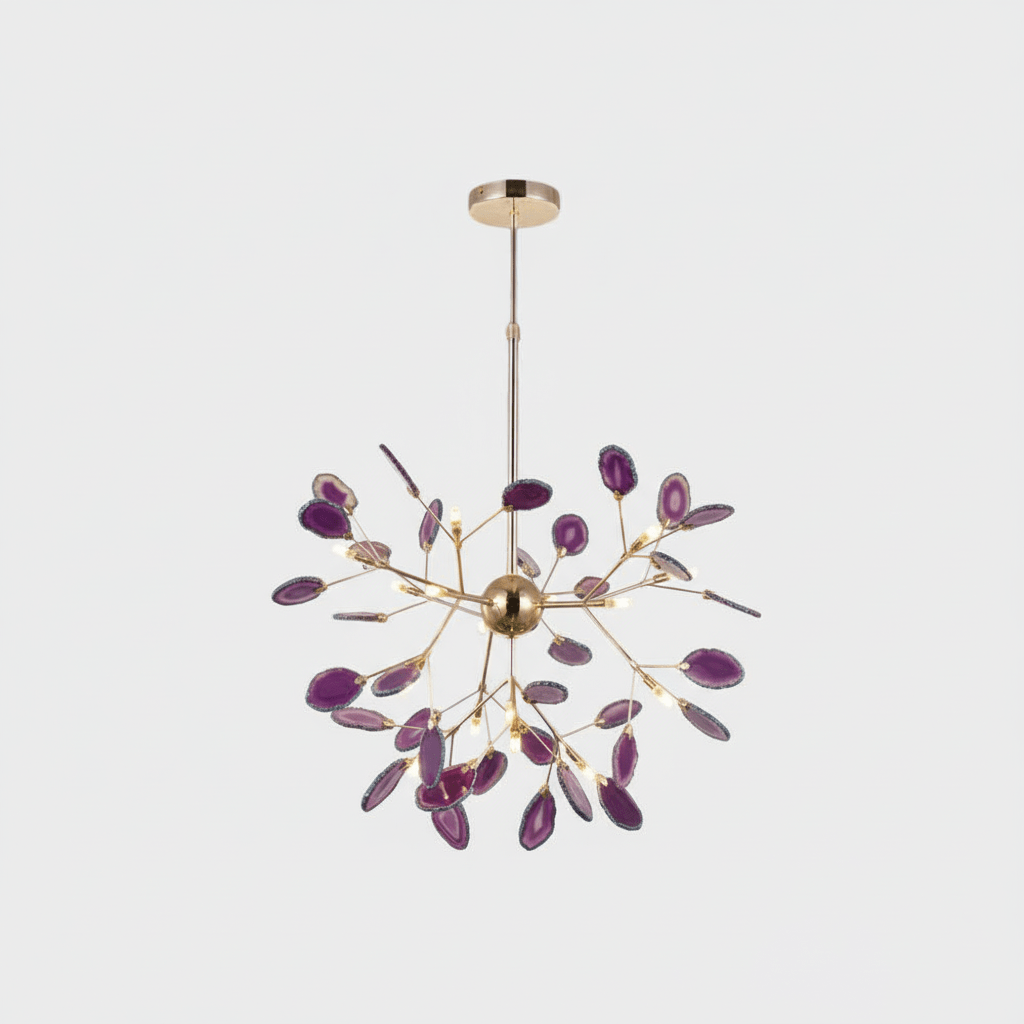 Colorful Chandelier Metal Adjustable Height Agate Accents 22