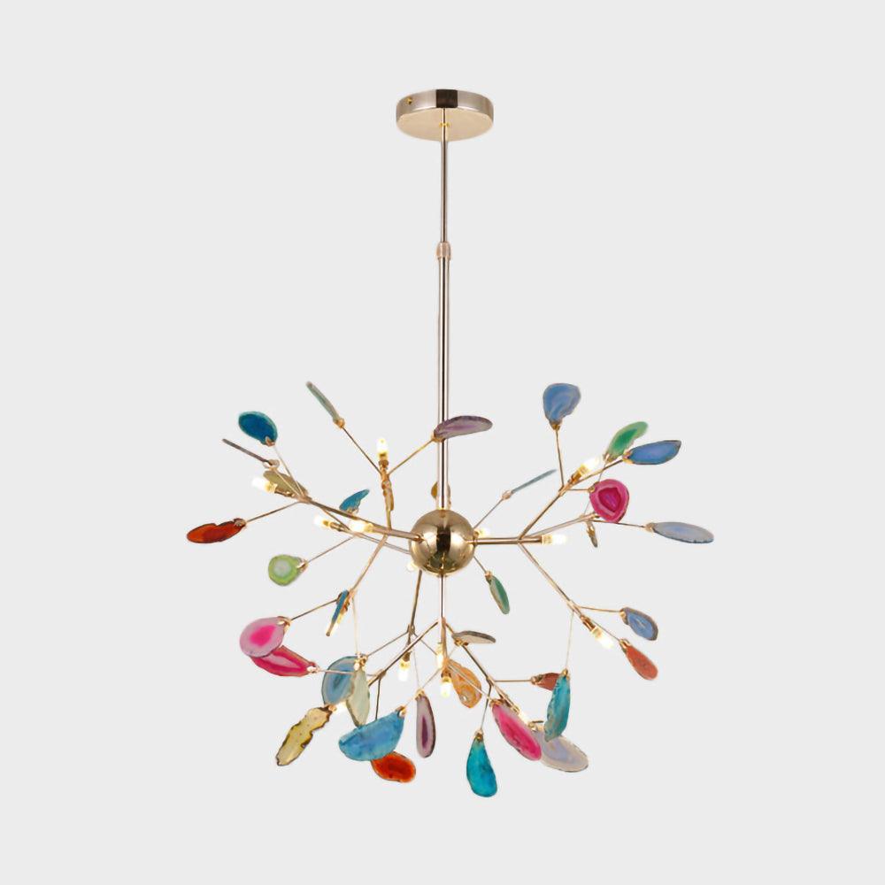 Colorful Chandelier Metal Adjustable Height Agate Accents 25