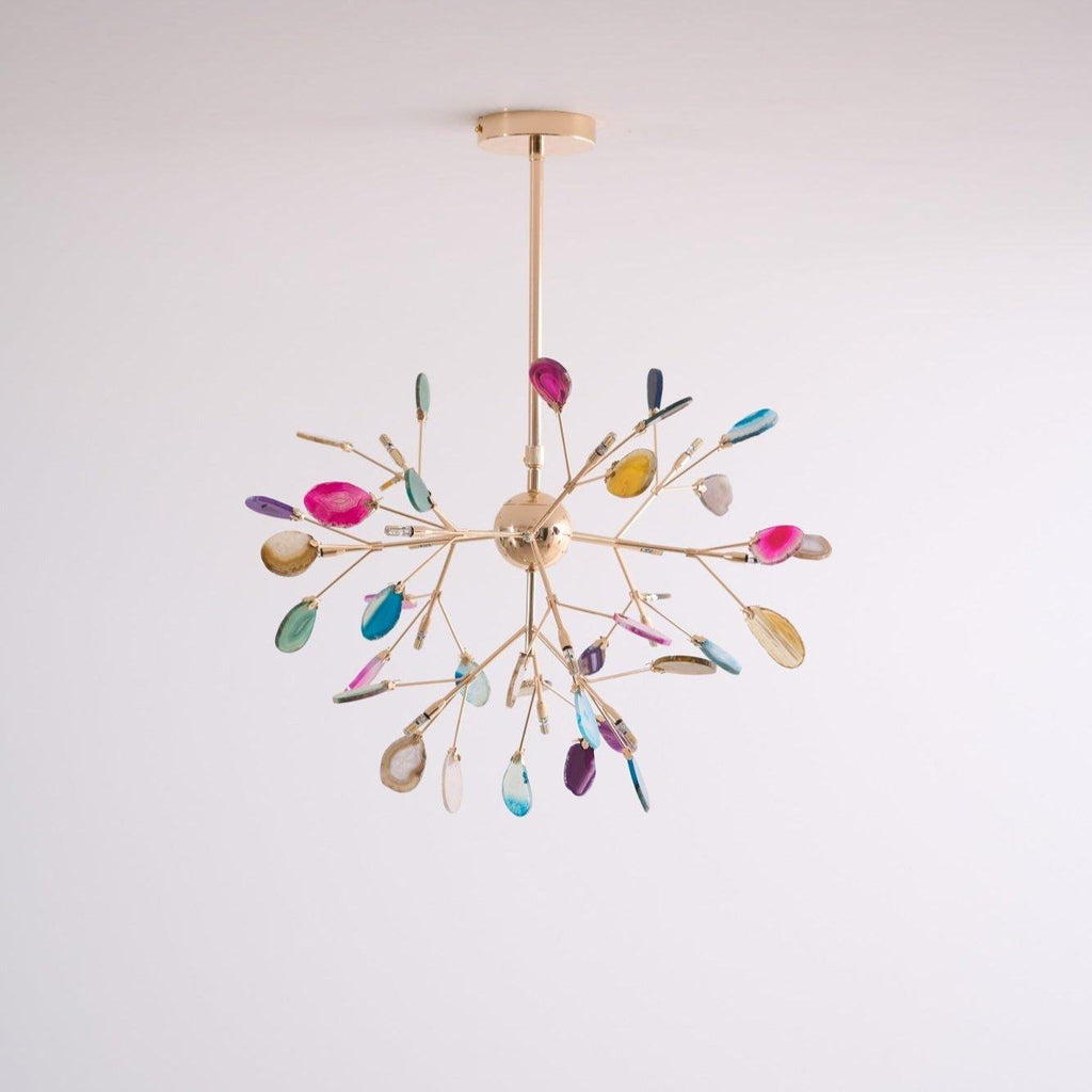 Colorful Chandelier Metal Adjustable Height Agate Accents 5