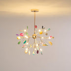 Colorful Chandelier Metal Adjustable Height Agate Accents 6