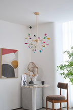Colorful Chandelier Metal Adjustable Height Agate Accents 7