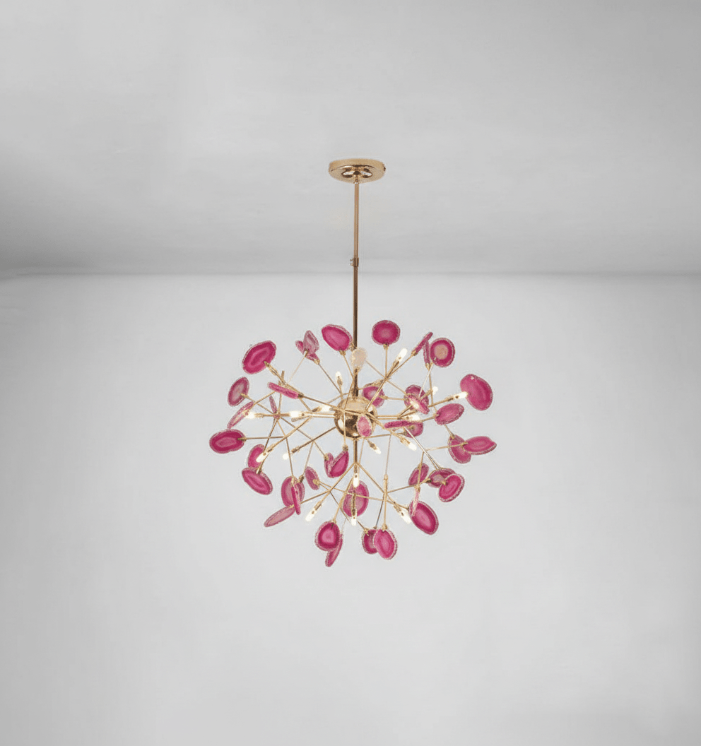 Colorful Chandelier Metal Adjustable Height Agate Accents 9