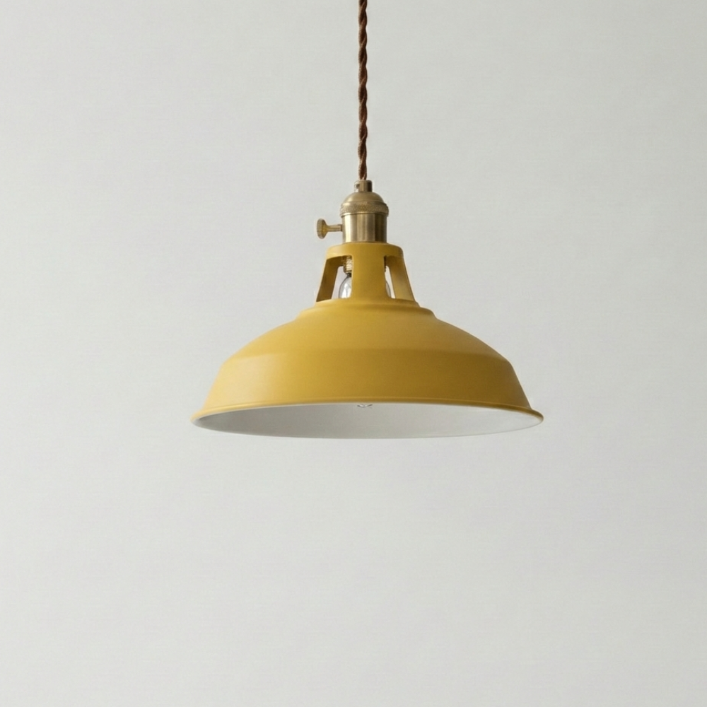 Colorful Industrial Pendant Light – 1-Light Metal Barn Shade for Kitchen and Café, Adjustable Height Hanging Light in Various Colors 15