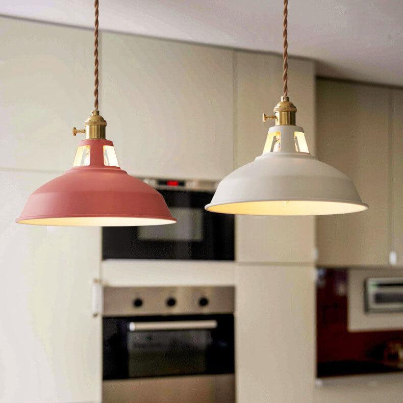 Colorful Industrial Pendant Light – 1-Light Metal Barn Shade for Kitchen and Café, Adjustable Height Hanging Light in Various Colors 3