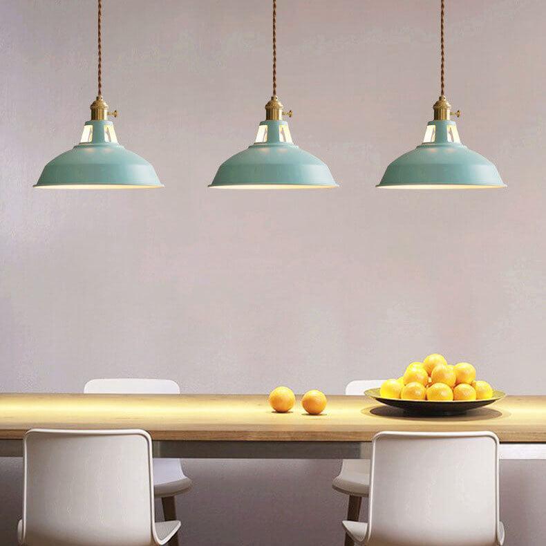 Colorful Industrial Pendant Light – 1-Light Metal Barn Shade for Kitchen and Café, Adjustable Height Hanging Light in Various Colors 6