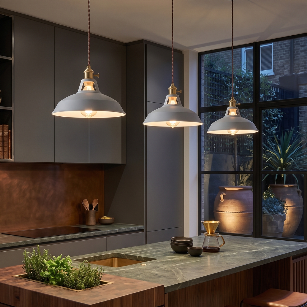 Colorful Industrial Pendant Light – 1-Light Metal Barn Shade for Kitchen and Café, Adjustable Height Hanging Light in Various Colors 81